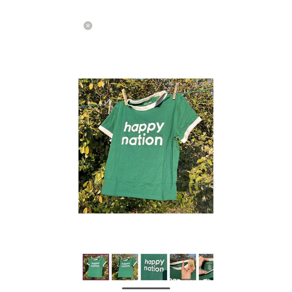 Girls Small 7/8 Size happy nation green trim t-shirt from Victoria's Secret